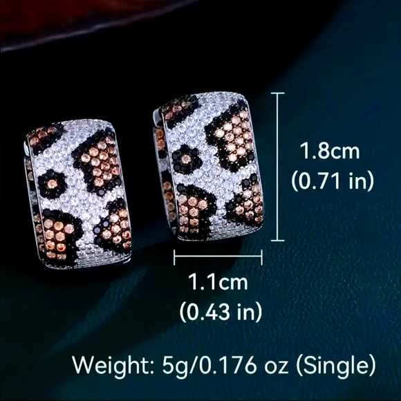 Leopard "In/Out" SILVER Rectangular Earrings - Picture 2 of 8